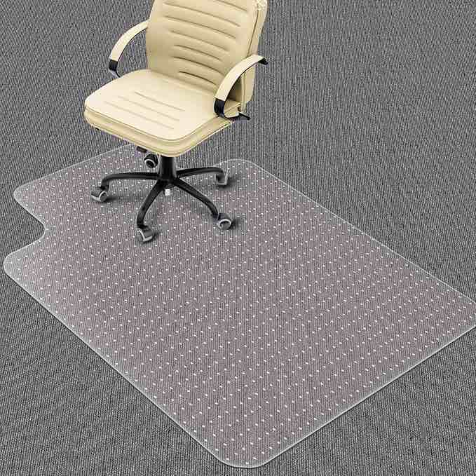 amazon basics office chair mat for low pile carpeted floors with lip, 36" x 48", clear 36” x 48” with lip