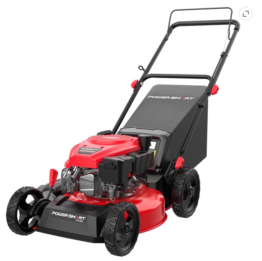 powersmart 18" 144cc gas-powered 3-in-1 walk behind lawn mower – easy start, foldable, ideal for yards up to 1/4 acre