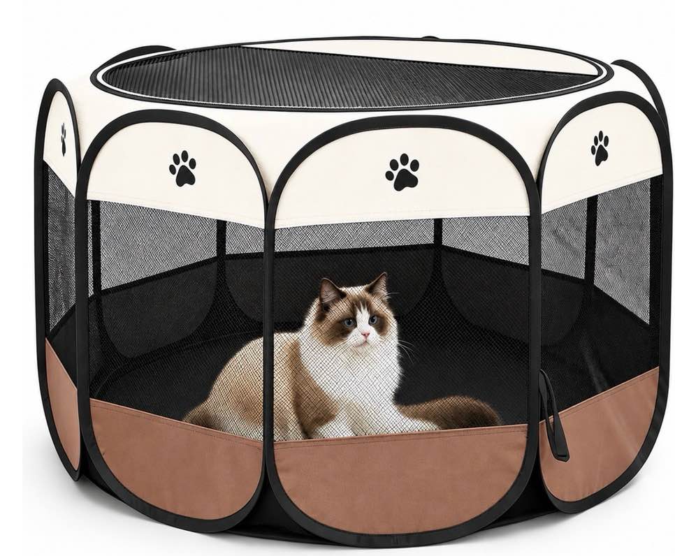 portable pet playpen, dog/cat playpen foldable pet exercise pen tents dog kennel house playground for indoor outdoor travel camping use