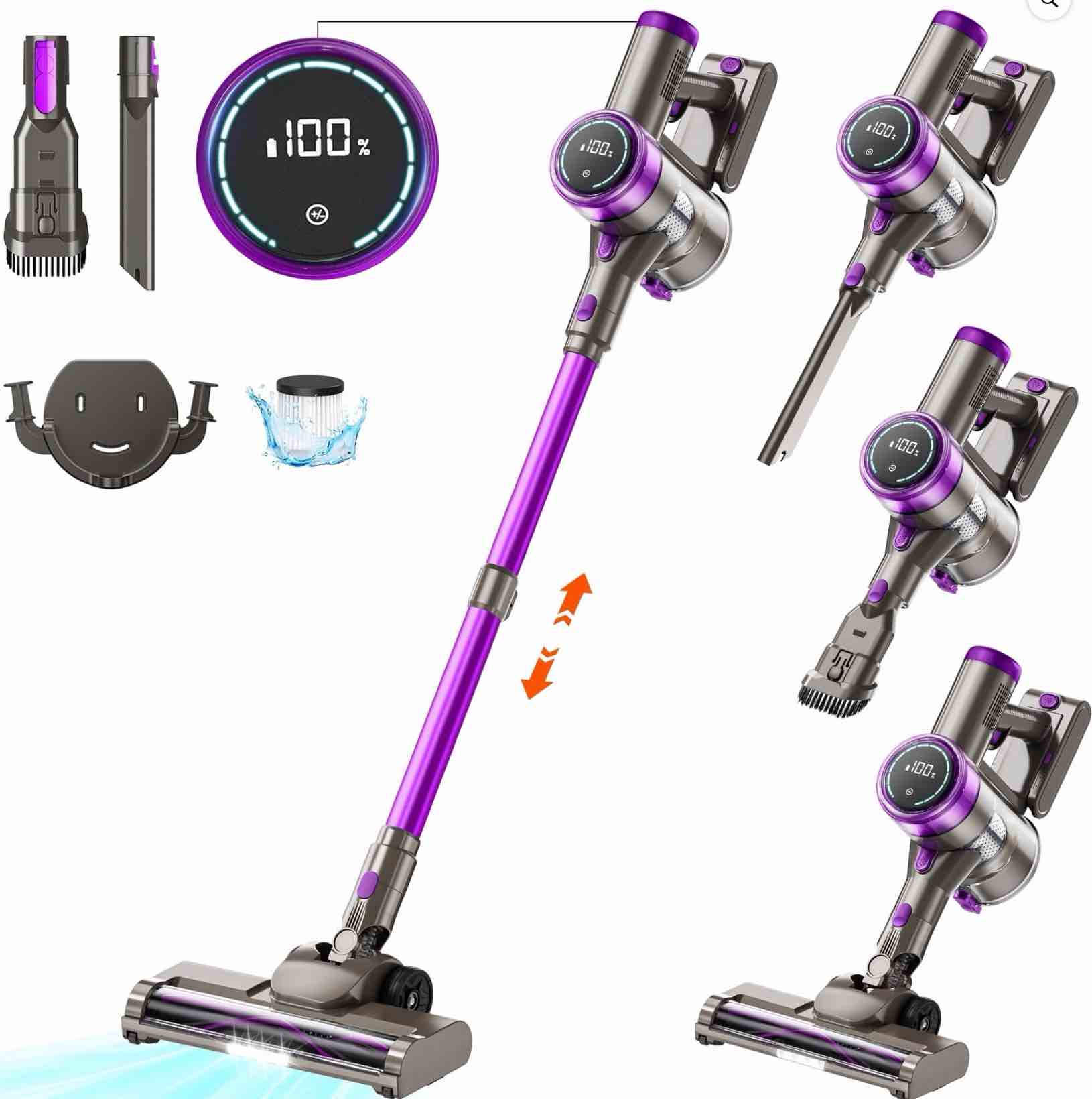 kanfuaq cordless stick vacuum cleaner 38kpa 50mins 2200mah lightweight for home pet hair carpet hard floor