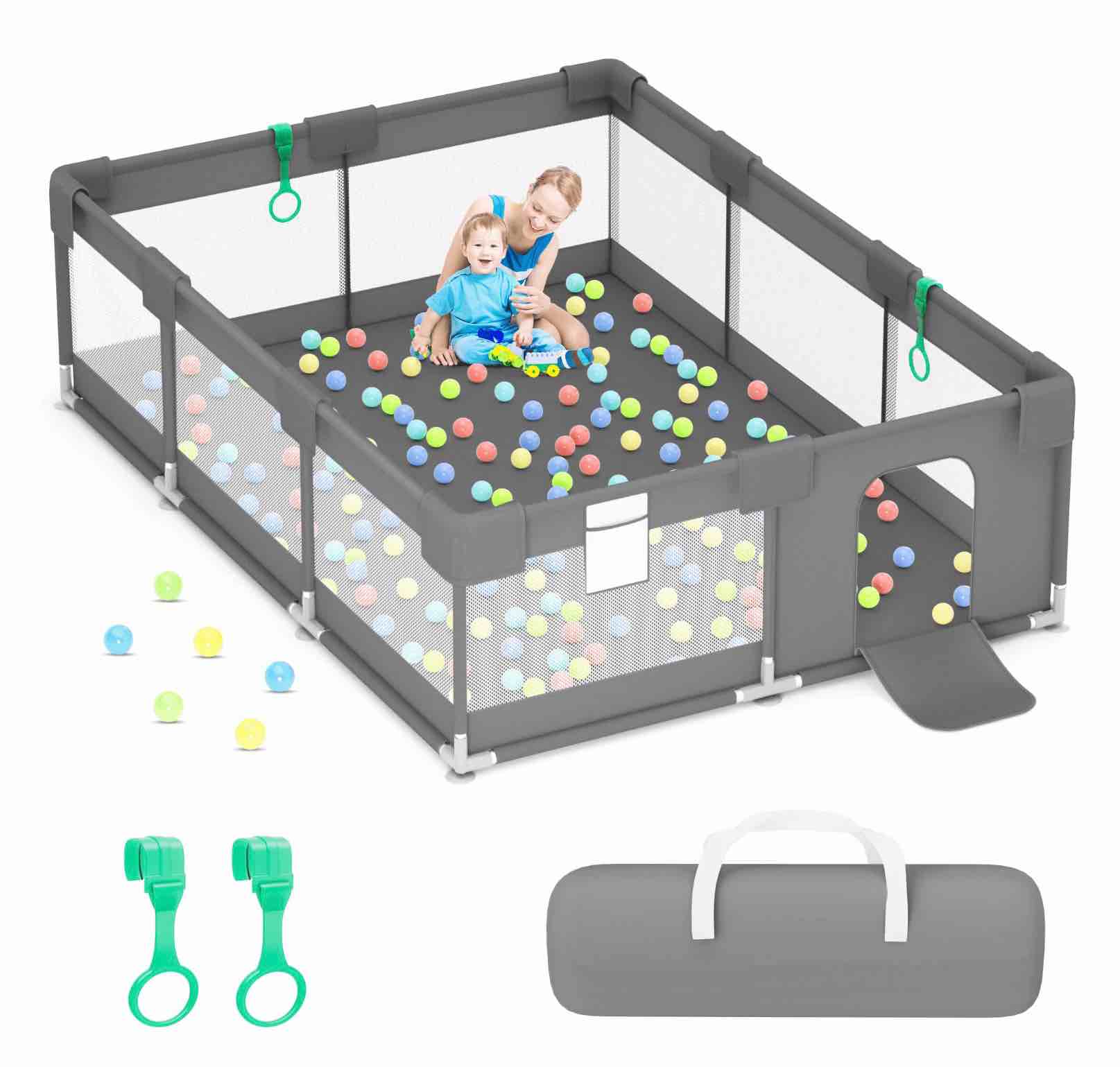 babyeap baby playpen,71*50 inch extra large baby playards for babies and toddlers,fence baby play yards for indoor & outdoor with breathable mesh,dark gray