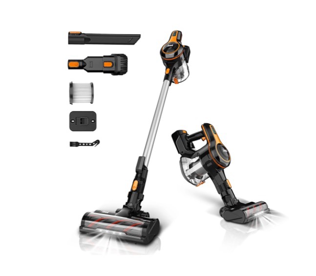 inse cordless vacuum cleaner 25kpa powerful stick vacuum 6-in-1 rechargeable vacuum with 2500mah battery up to 45mins runtime 300w brushless motor cordless vacuum for pet hair hard floor carpet