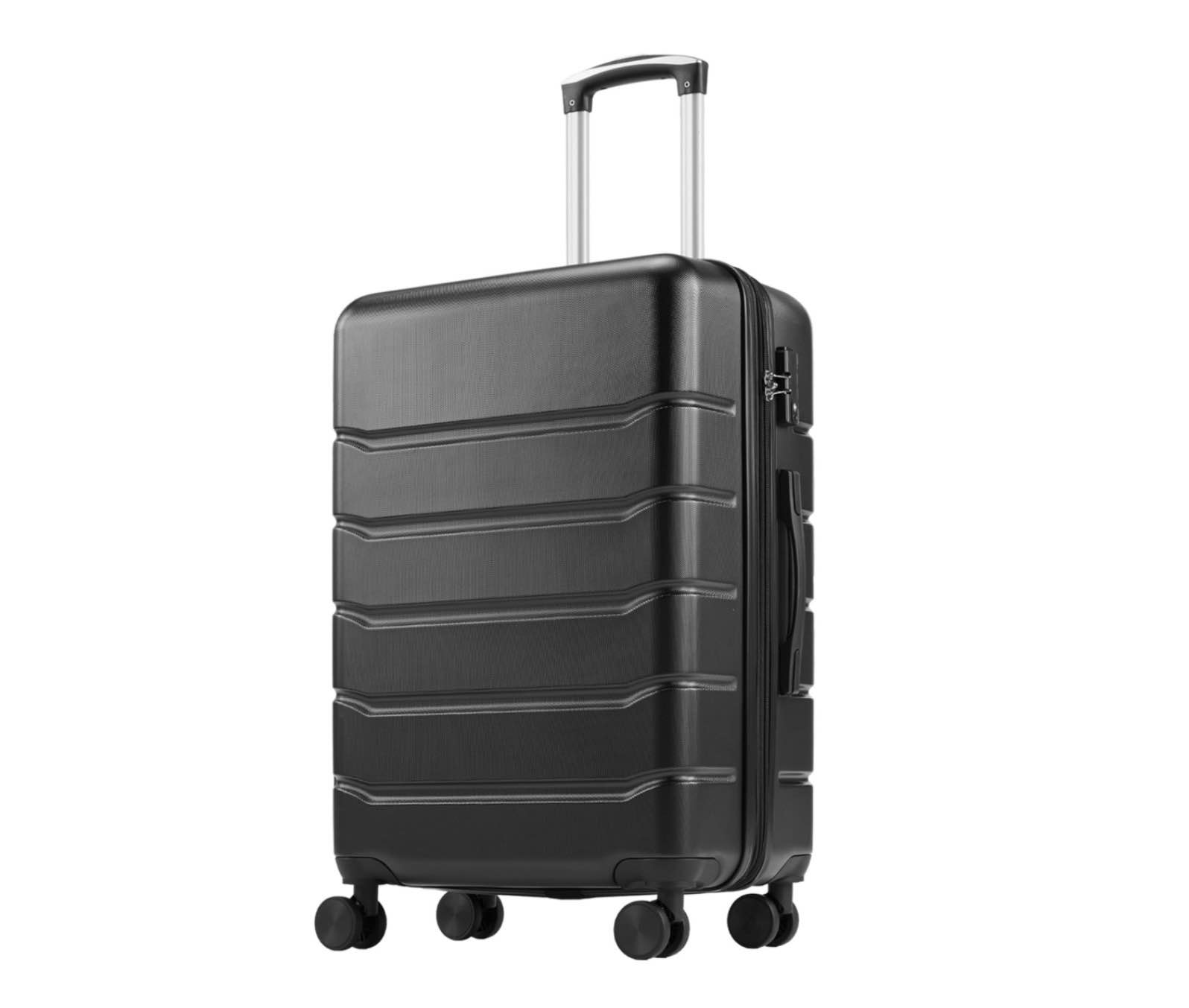 edx 24 inch hardside expandable luggage with spinner wheels  checked-medium lightweight expandable rolling luggage with tsa lock  black
