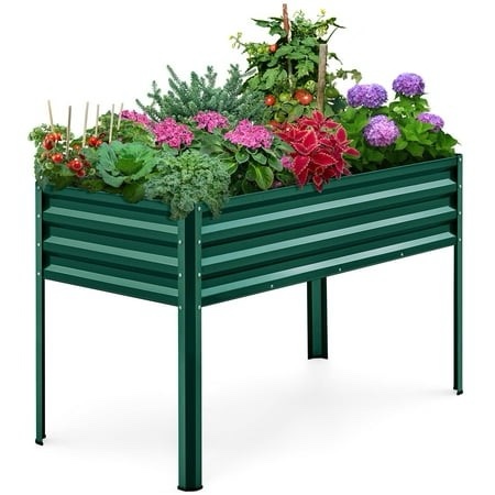 king bird 47 ×24 ×32 raised garden bed with legs galvanized steel metal elevated garden planter box for outdoor gardening green