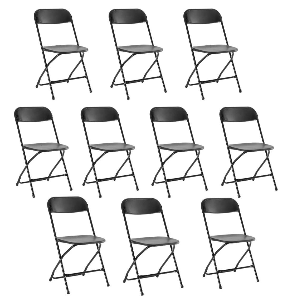 edx 10-pack folding chair, indoor portable, stackable for events, offices, weddings and restaurants, black