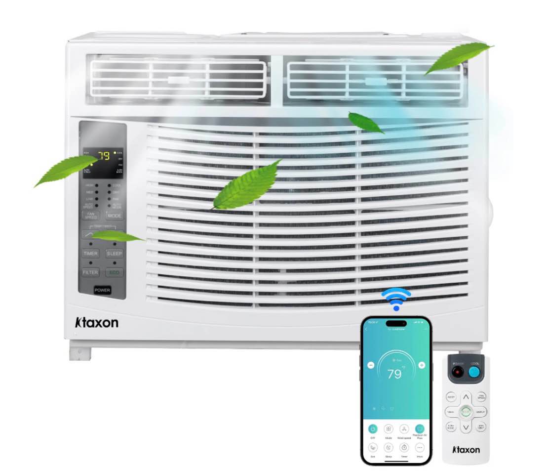 ktaxon wifi wnabled 6000btu window air conditioner with remote, white 6000btu