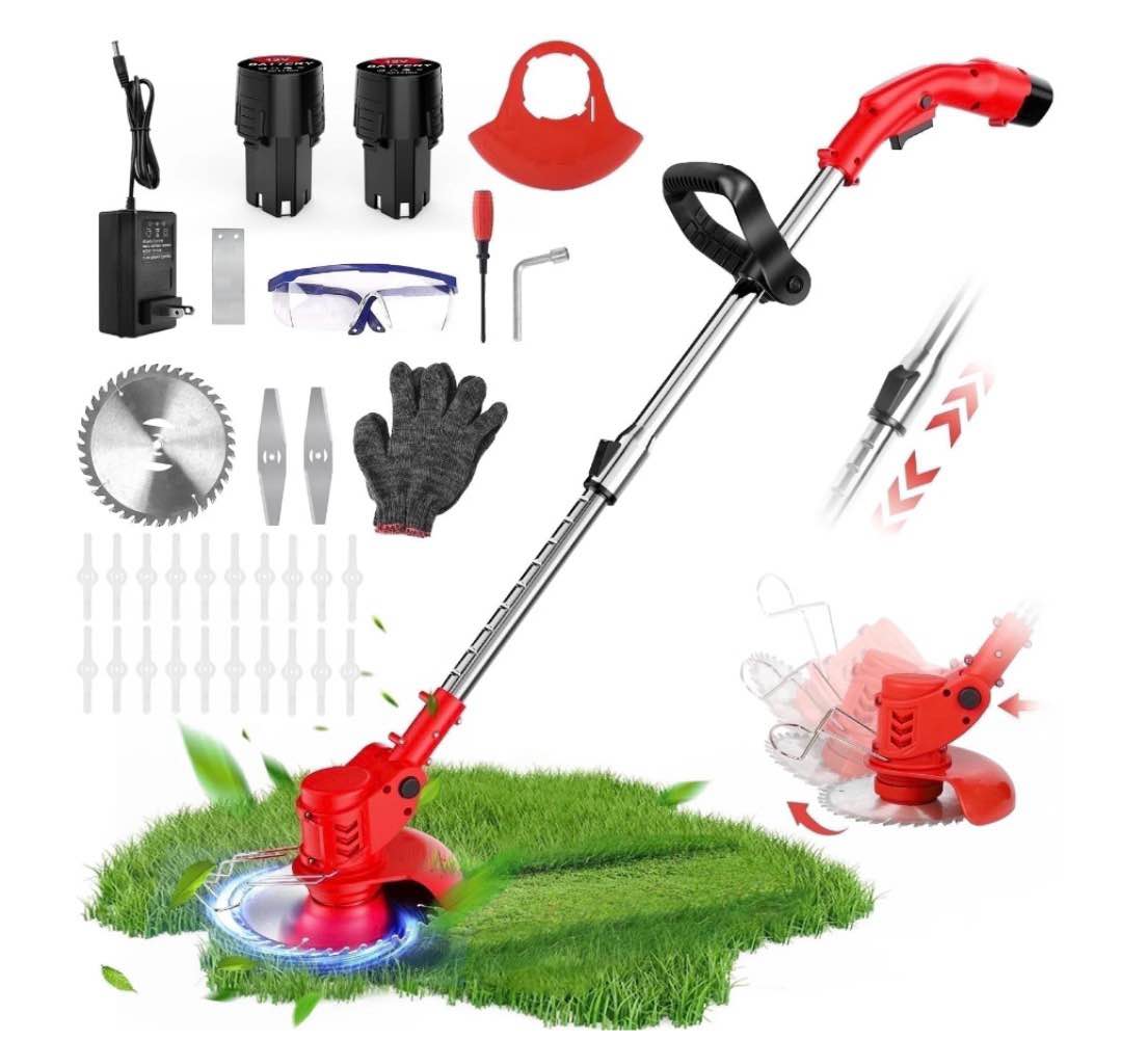 cordless weed eaters electric grass trimmer & edger tanbaby 6 inch 3-in-1 weed wacker kit 12v 2*1300mah battery powered weed wacker for trimming an