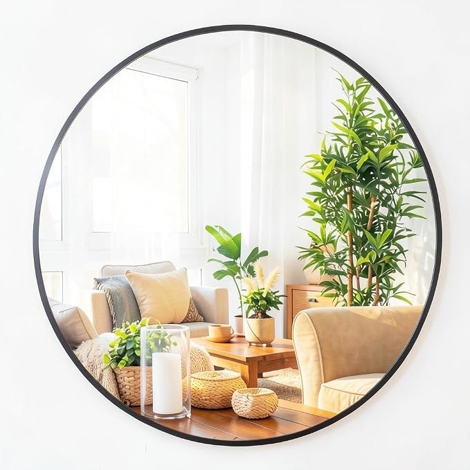 beautypeak 36 wall mirror bathroom mirror wall mounted round mirror black