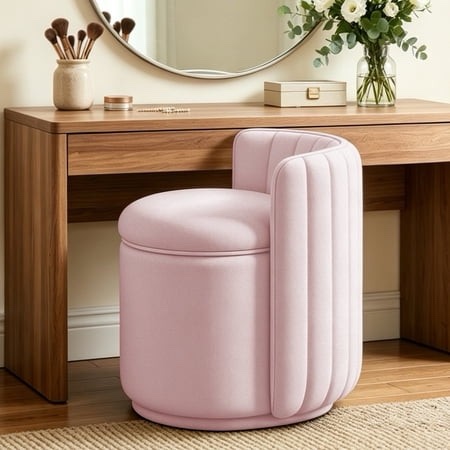 coolhut velvet swivel vanity chair with storage upholstered vanity stool with back no assembly small accent stool accent makeup chair for bedroom