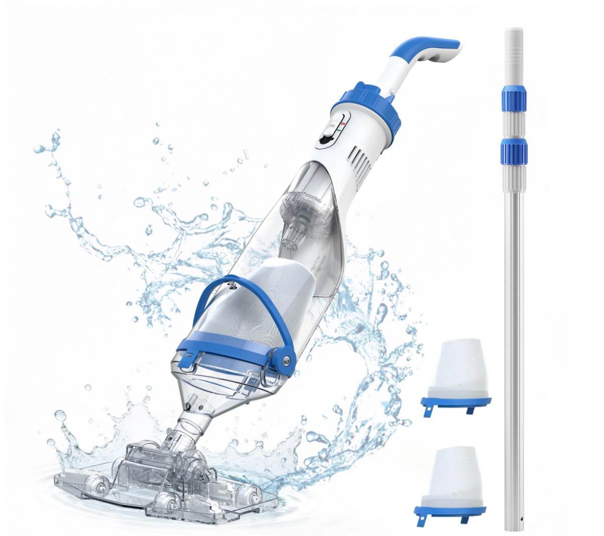 syvio cordless handheld pool vacuum, 18.5 gpm powerful suction, 60-minute runtime, 11.4" wide head, for above ground & inground pools, spas & hot tubs