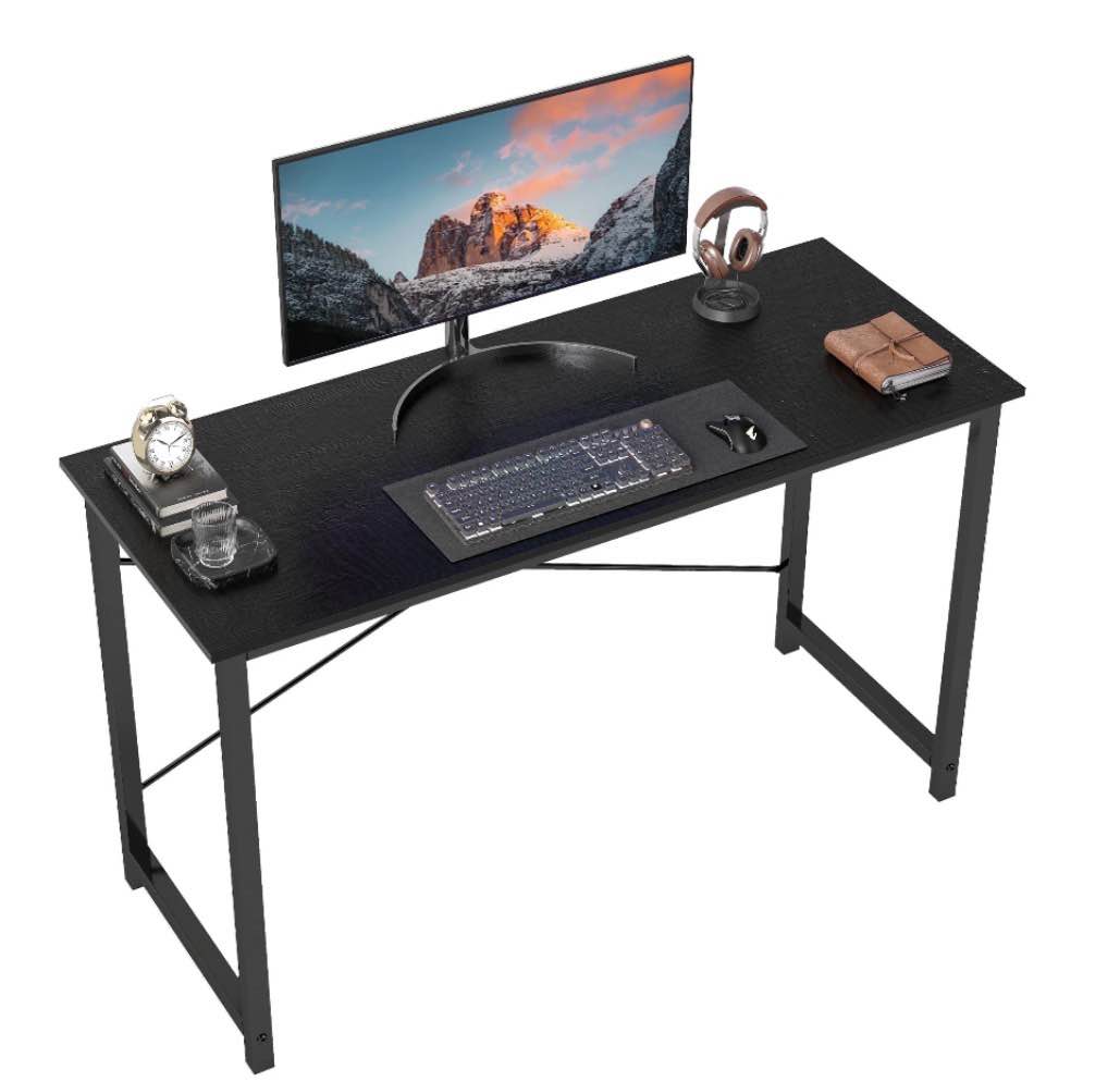 edx 47 inch small computer writing desk, sturdy workstation game table for adult, black 47"w x 20"d x 30"h