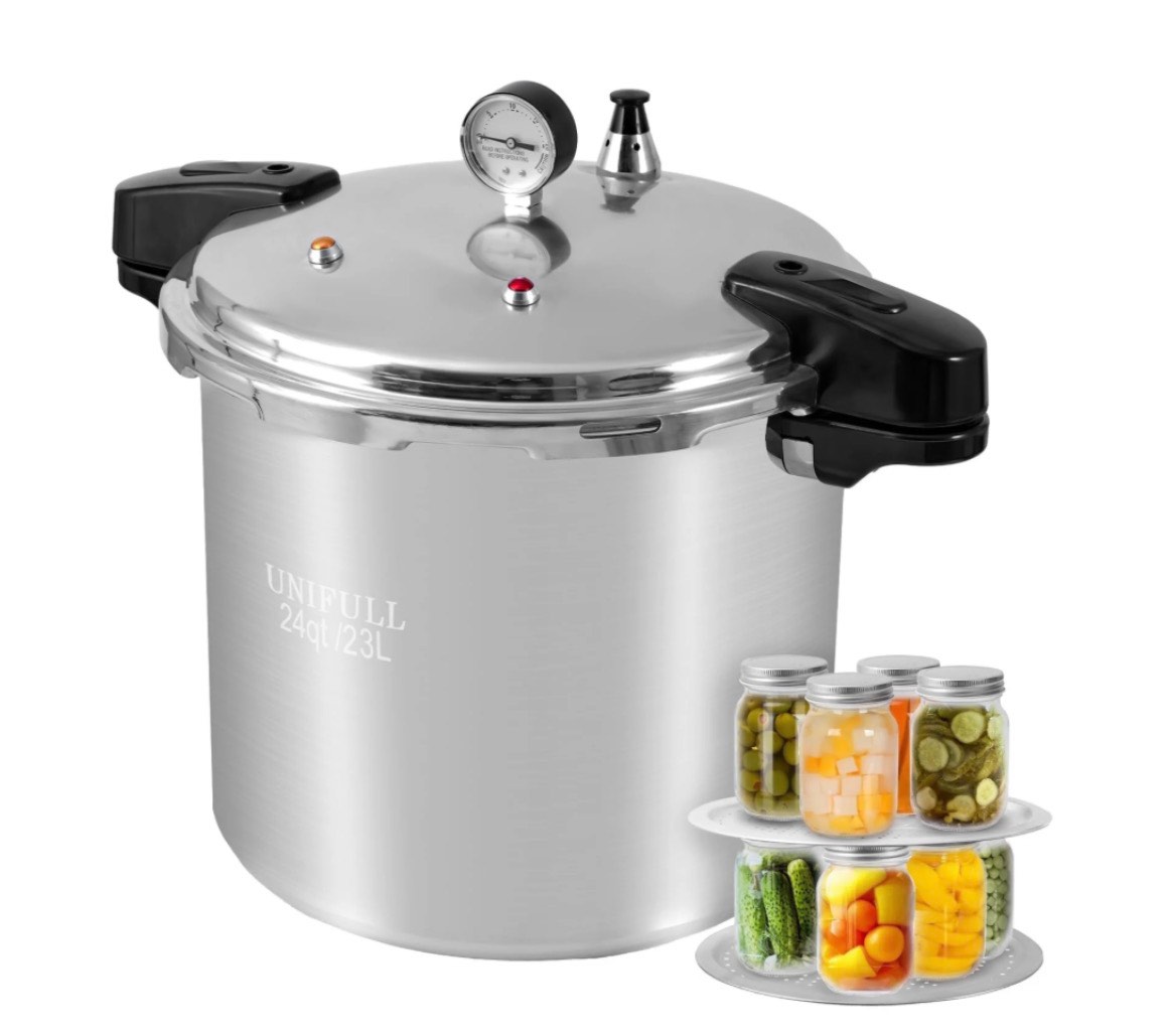 unifull 24 quart/23 liter pressure cooker pressure canner with pressure gauge pressure relief valve - 14 psi and sealing ring