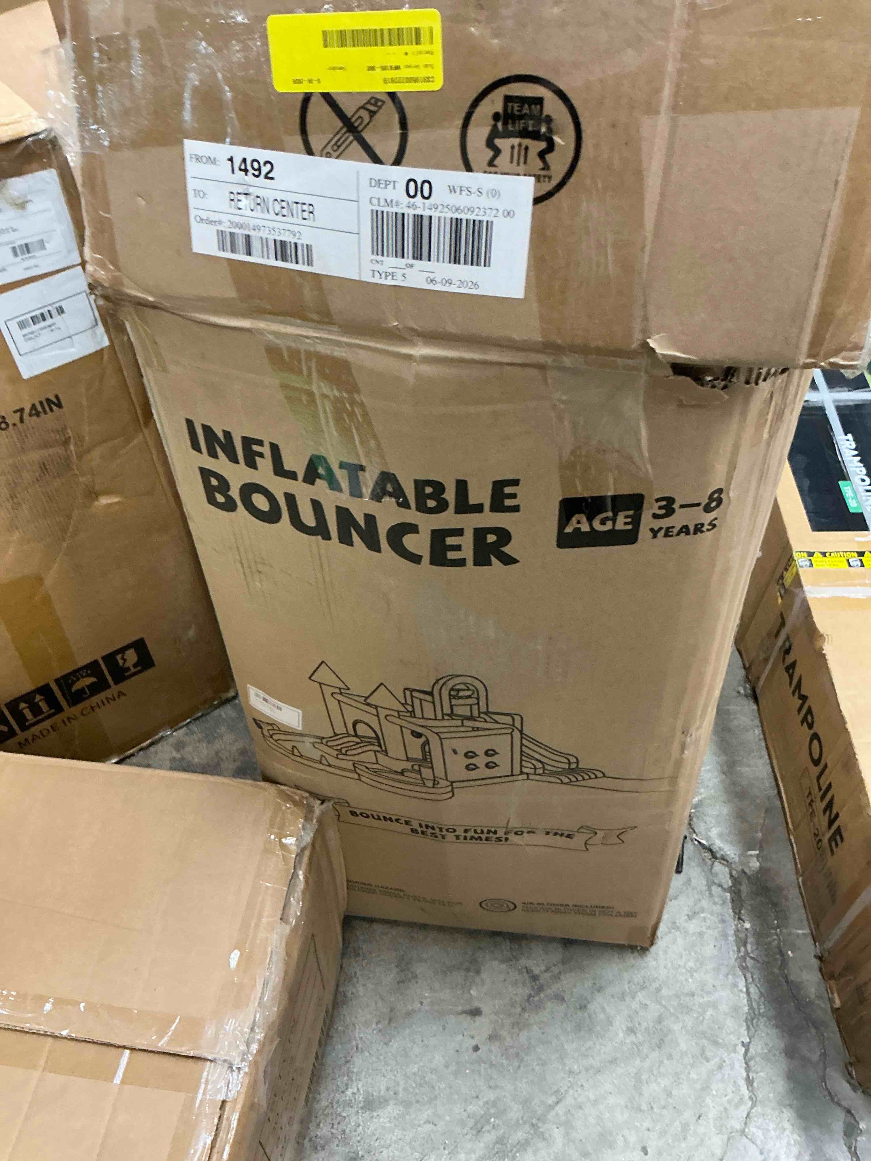 Condition photo showing Good Condition for giant 10 in 1 inflatable water slide with extended water slide, 342"x103"x193" bounce house with 650 blower, ball shooting, ring toss, deep pool, water bucket, for kids 3-10