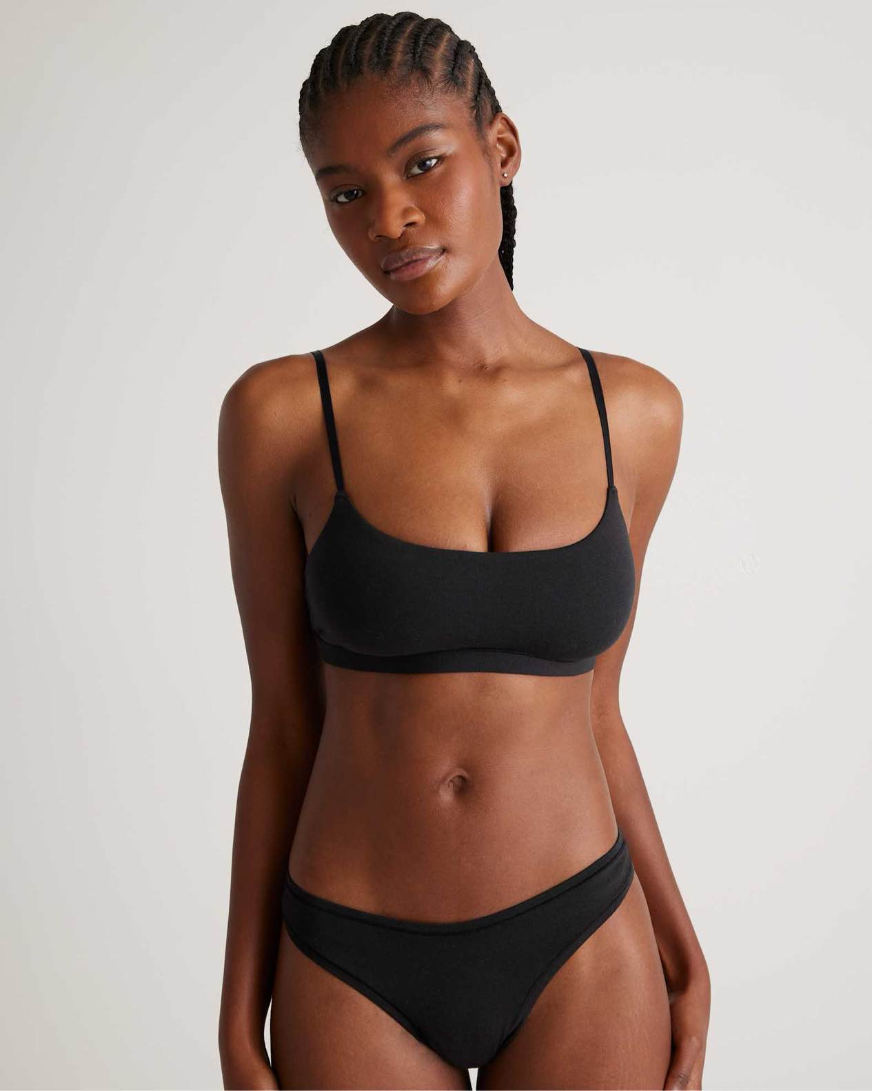 organic cotton scoop bralette (2-pack) black-l