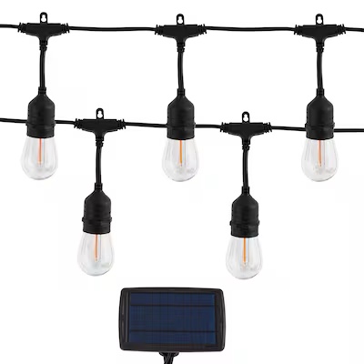 harbor breeze 48-ft solar black indoor/outdoor string light with 20 white -light led edison bulbs