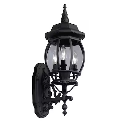  allen + roth french 3 -light 22.68-in h black hardwired outdoor wall light