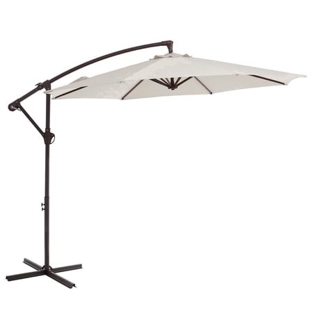 fundaze 10ft patio umbrella  hanging cantilever offset outdoor umbrella with tilting for deck backyard  base sold separately off-white