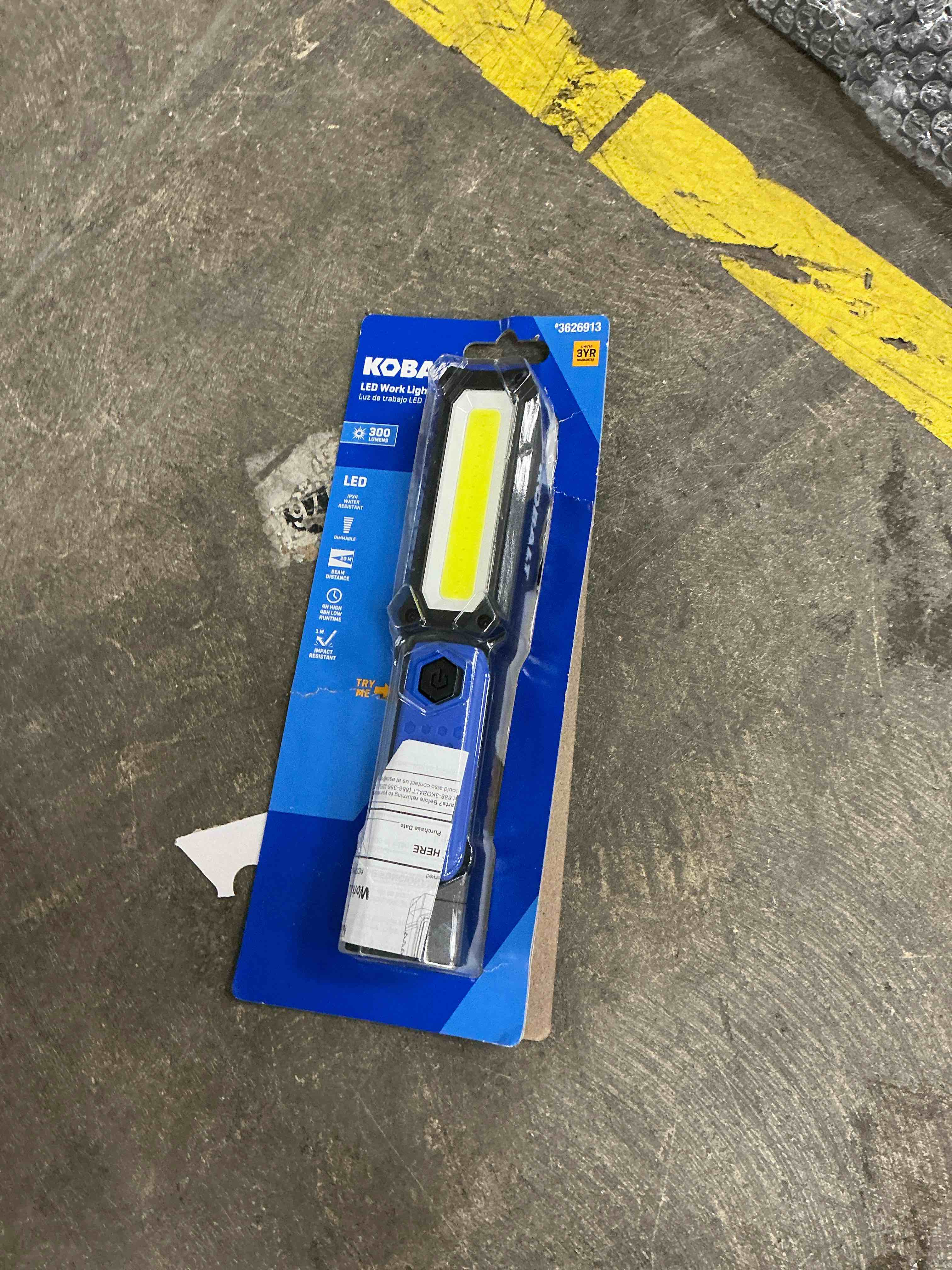 Condition photo showing Good Condition for kobalt 3.6-volt 300 -lumens led battery-operated handheld work light 3 -batteries included