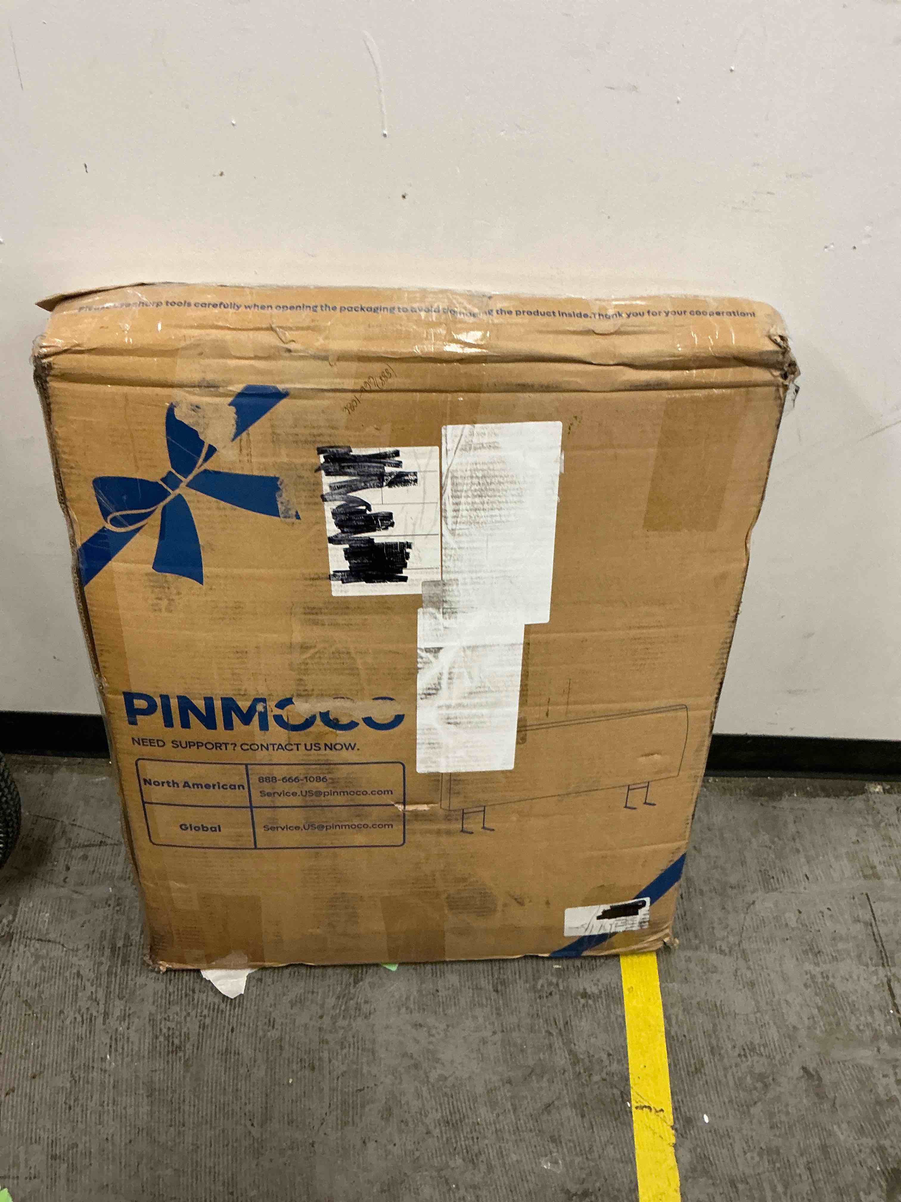 Condition photo showing New/Like New for pinmoco 4.7" upholstered foam headboard queen bed, height adjustable and ergonomic head board, teddy velvet white