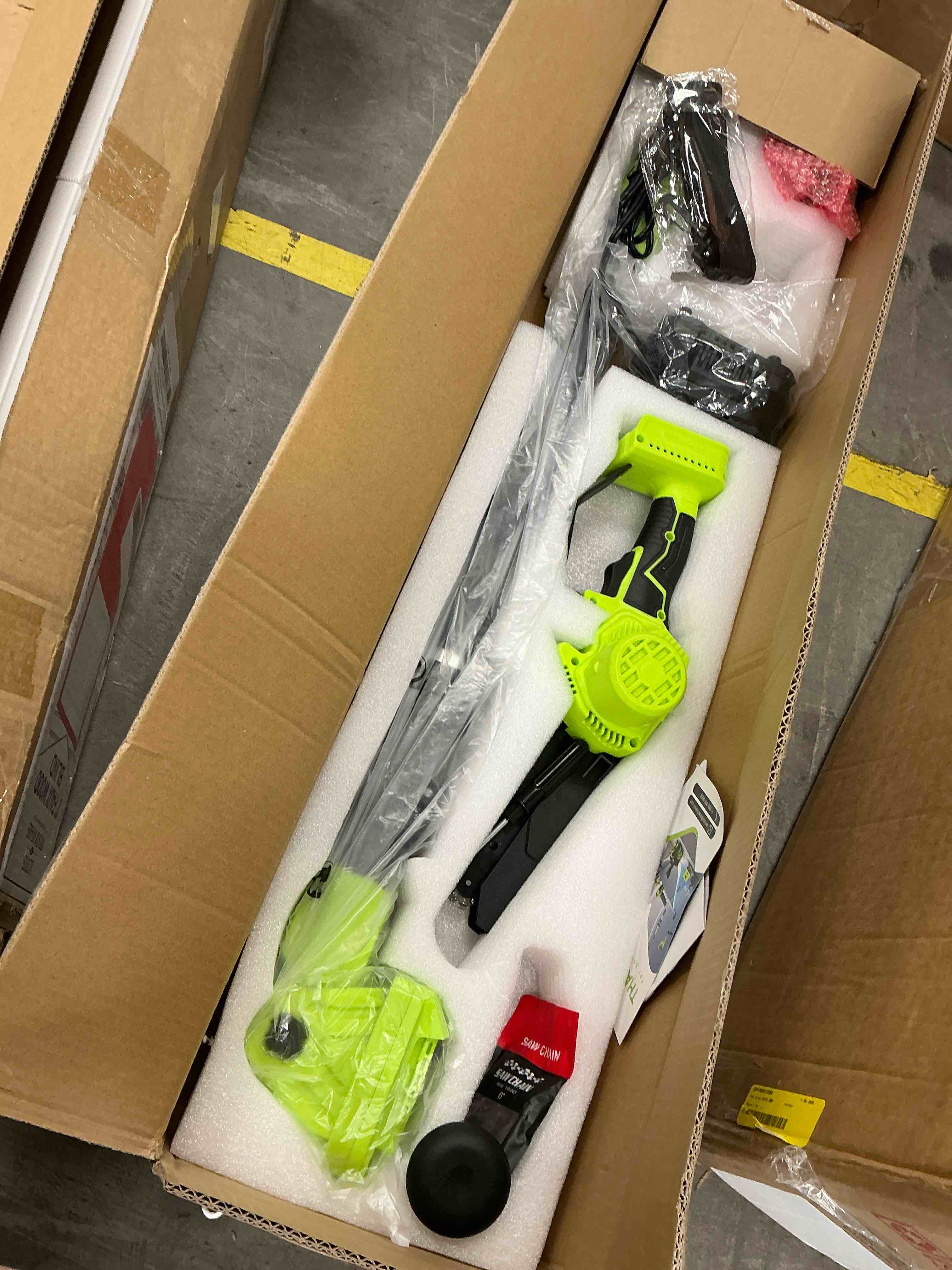 Condition photo showing New/Like New for steelite 2-in-1 cordless pole saw & 6" electric mini chainsaw,21v 2.0 ah battery powered brushless pole chainsaw,13 ft max reach for tree trimming,5.2