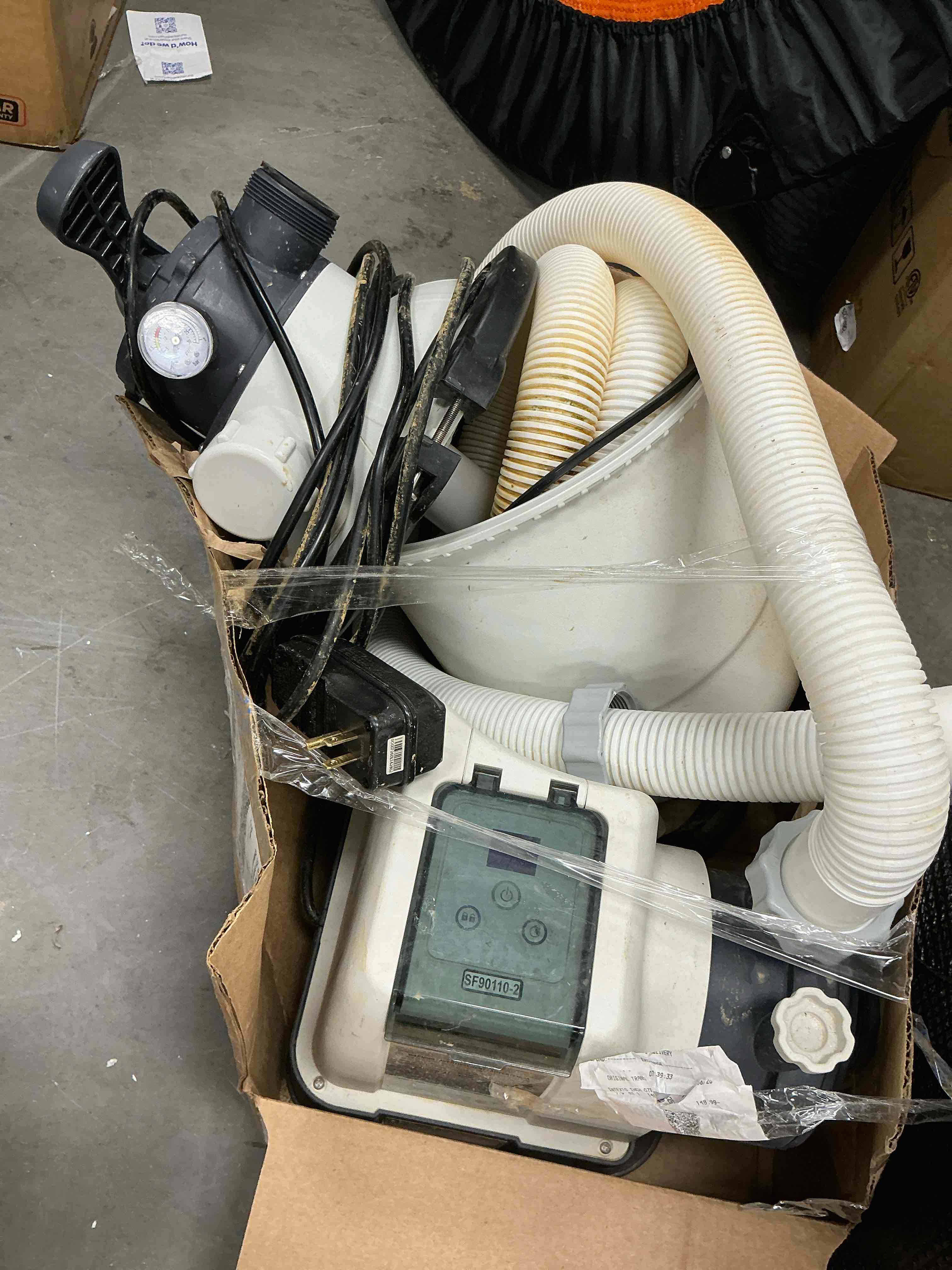 Condition photo showing As Is for intex krystal clear 1500 gph sand filter pump with optiflow pool filter