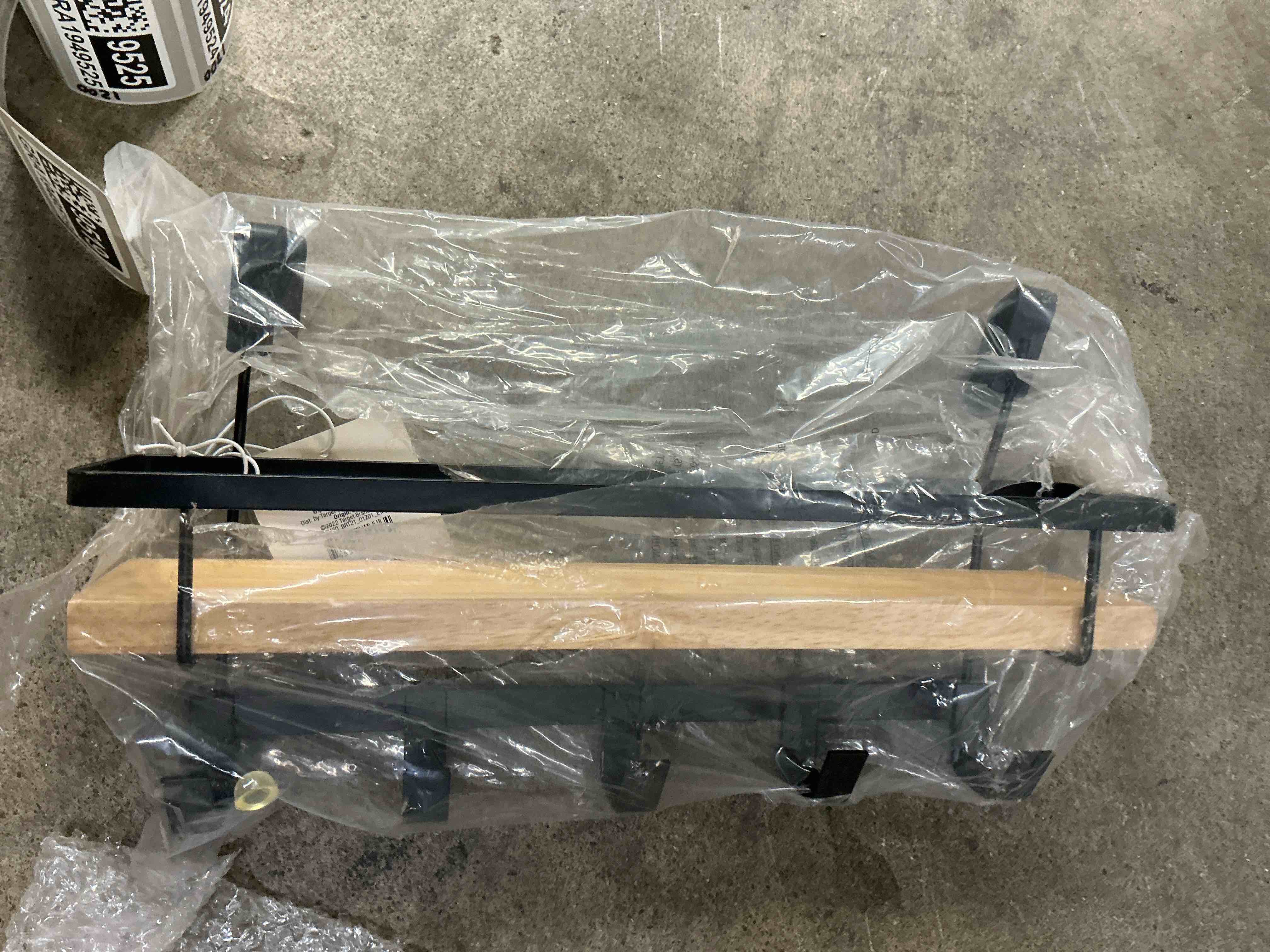 Condition photo showing Good Condition for shelf rack with hooks matte black - brightroom™: steel bathroom storage, powder-coated finish