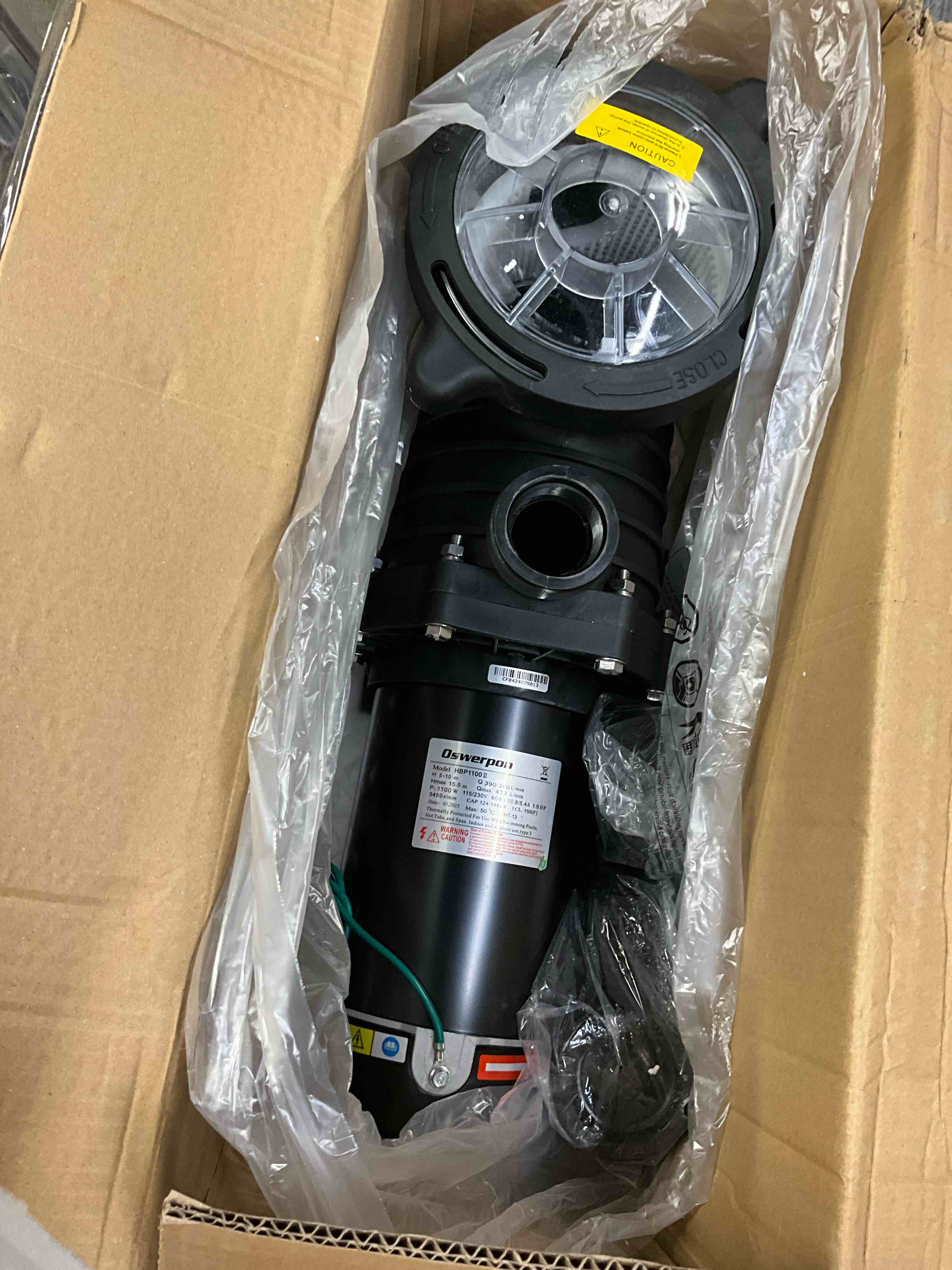Condition photo showing Good Condition for 1.5hp above/in ground pool pump, 115v/230v 6600gph self priming | high flow energy efficient pure copper motor, 1.5", 2", and 1.25"-1.5" connectors, strainer basket & drain plug, dual voltage 1.5hp dual voltage