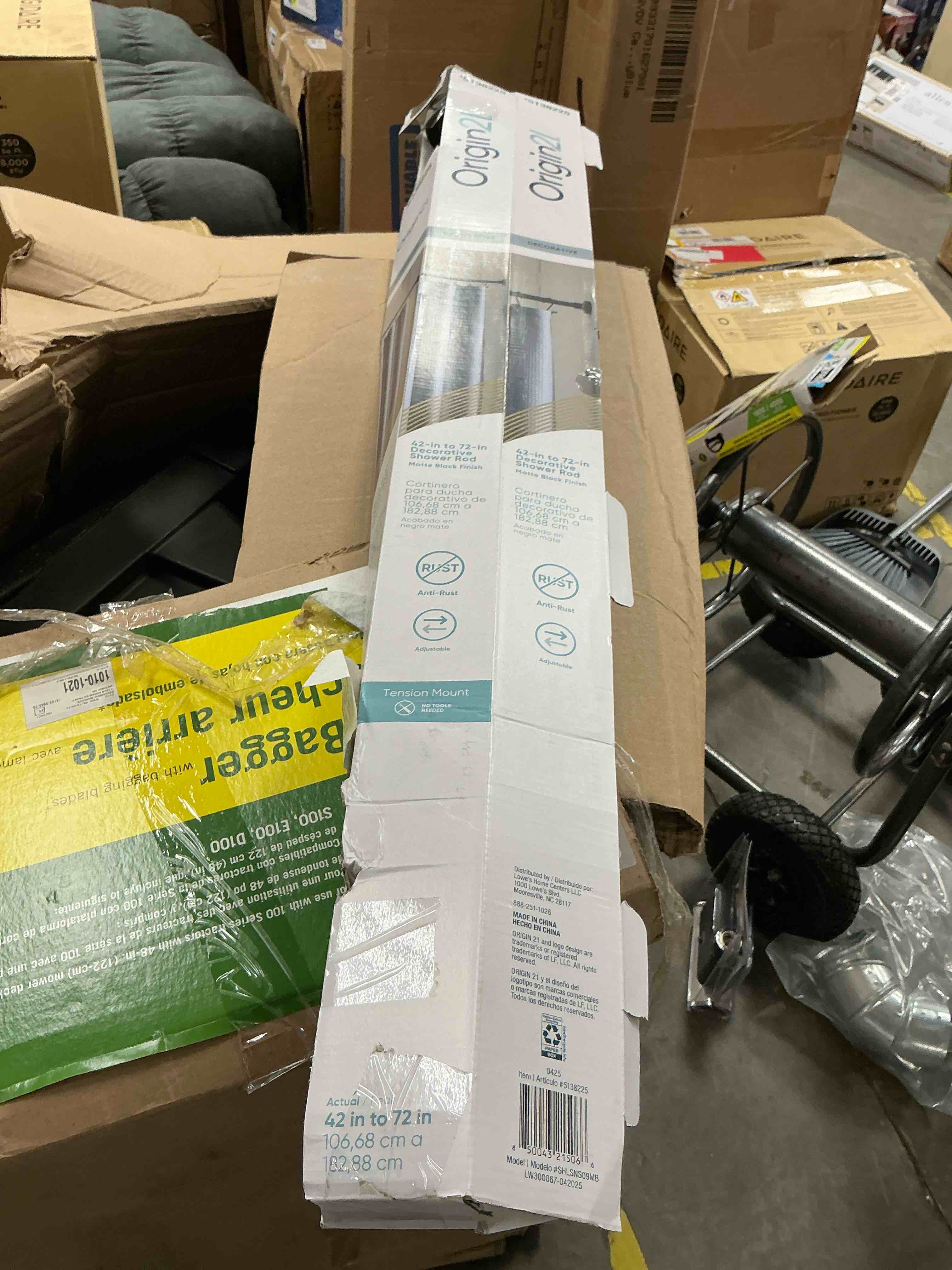 Condition photo showing Good Condition for origin 21 42-in to 72-in matte black tension single straight adjustable shower curtain rod