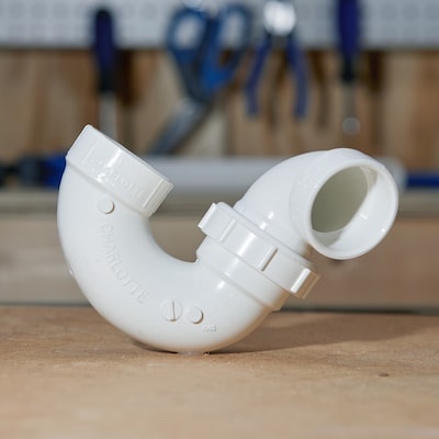 charlotte pipe 1-1/2-in x 1-1/2-in pvc dwv hub p-trap for non-potable water, nsf safety listed