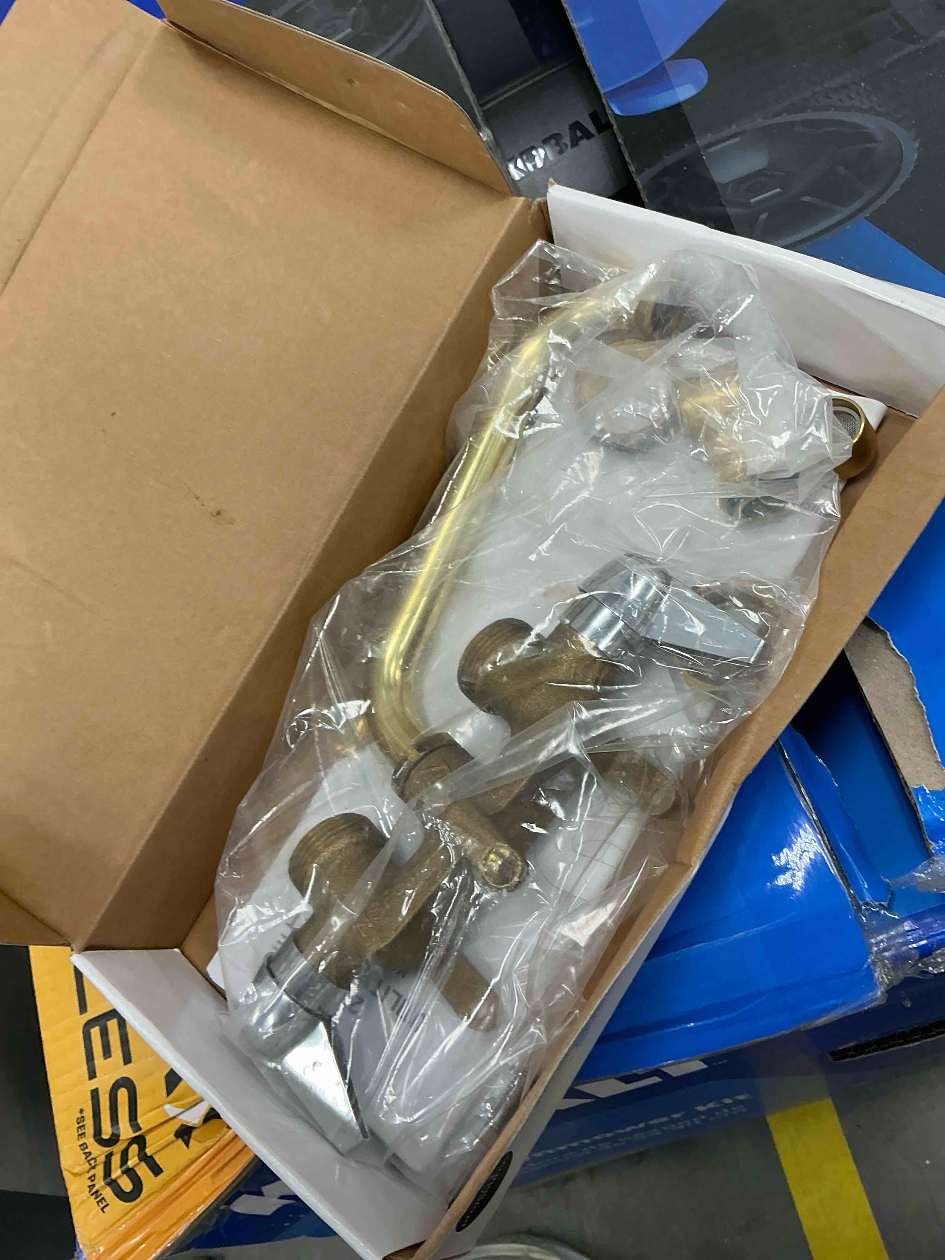 Condition photo showing Good Condition for project source rough brass 2-handle deck-mount utility faucet