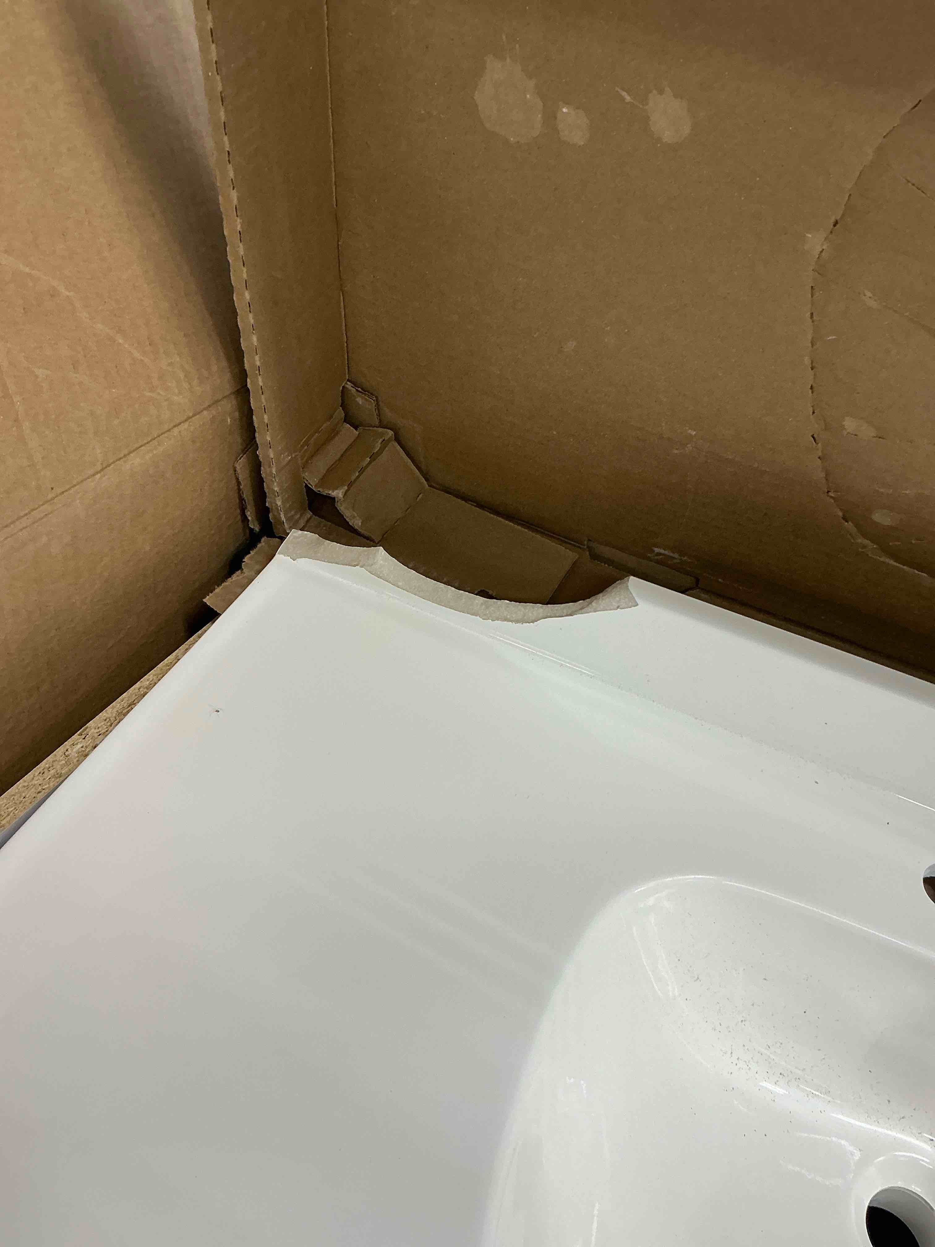 Condition photo showing Good Condition for project source dover 36-in true white single sink bathroom vanity with white cultured marble top (fully assembled) 