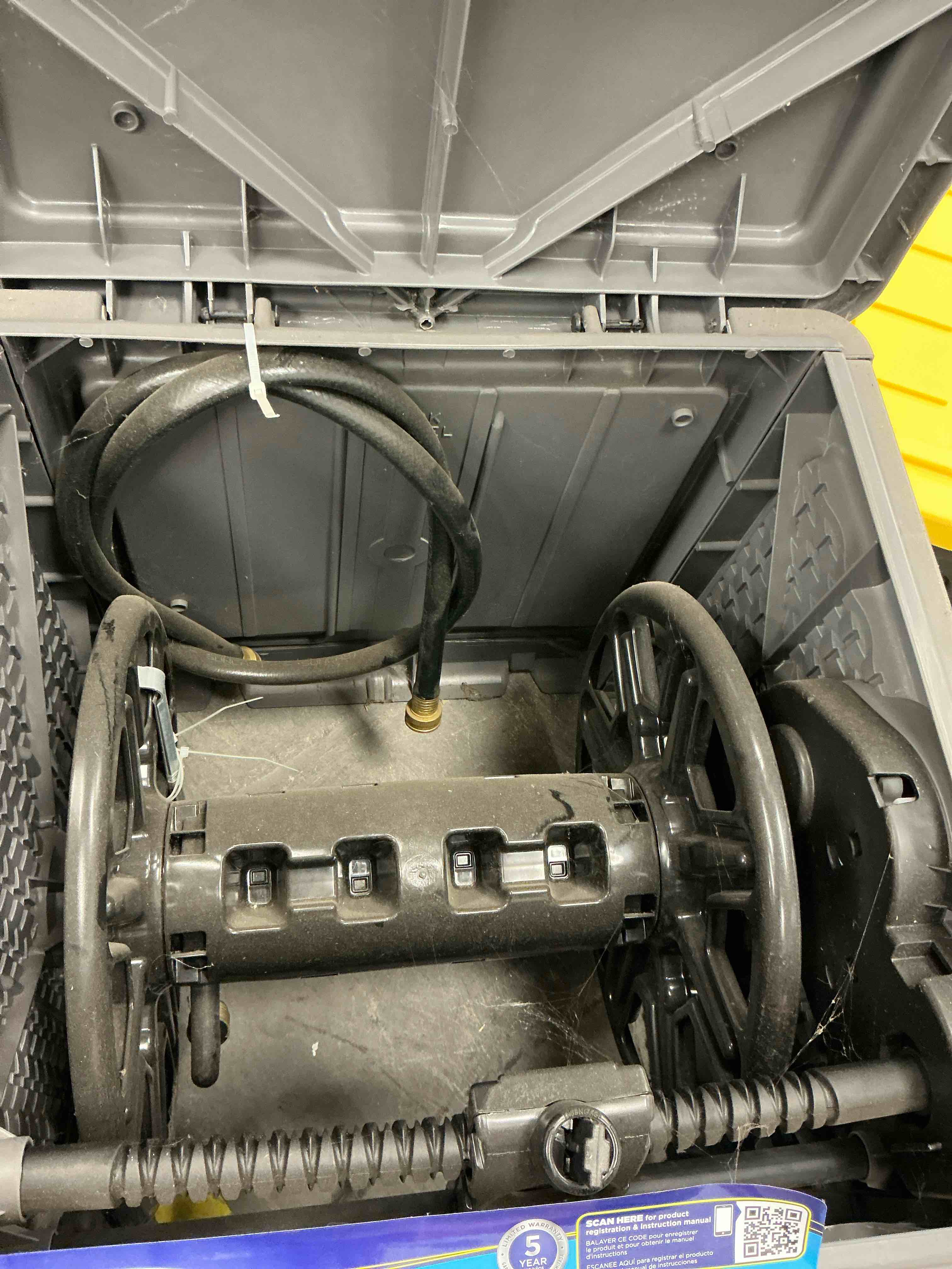 Condition photo showing Good Condition for suncast 7029955 225 ft. smart trak free standing hideaway hose reel gray
