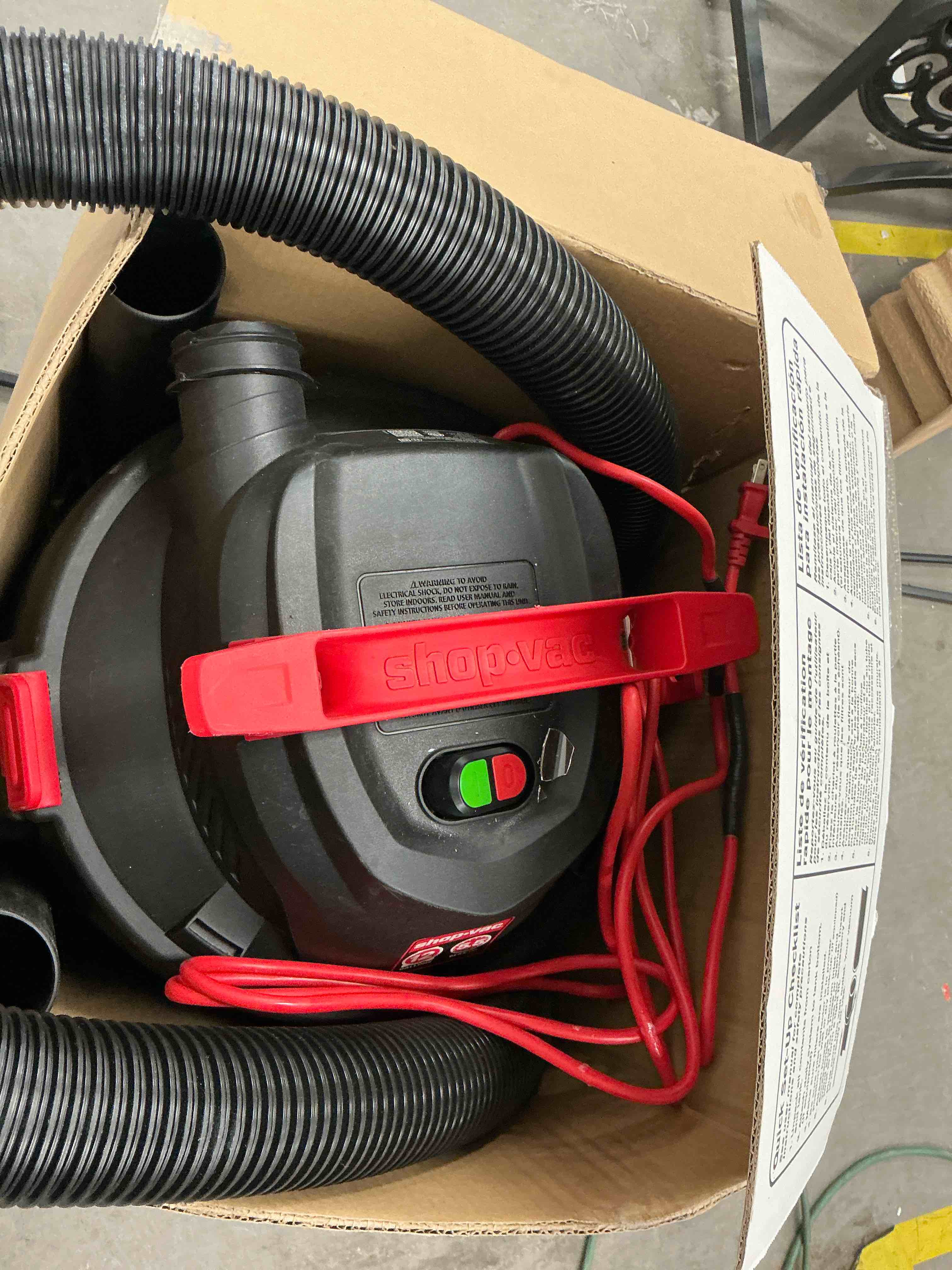 Condition photo showing As Is for shop-vac 12-gallon 5.5 hp corded wet/dry shop vacuum