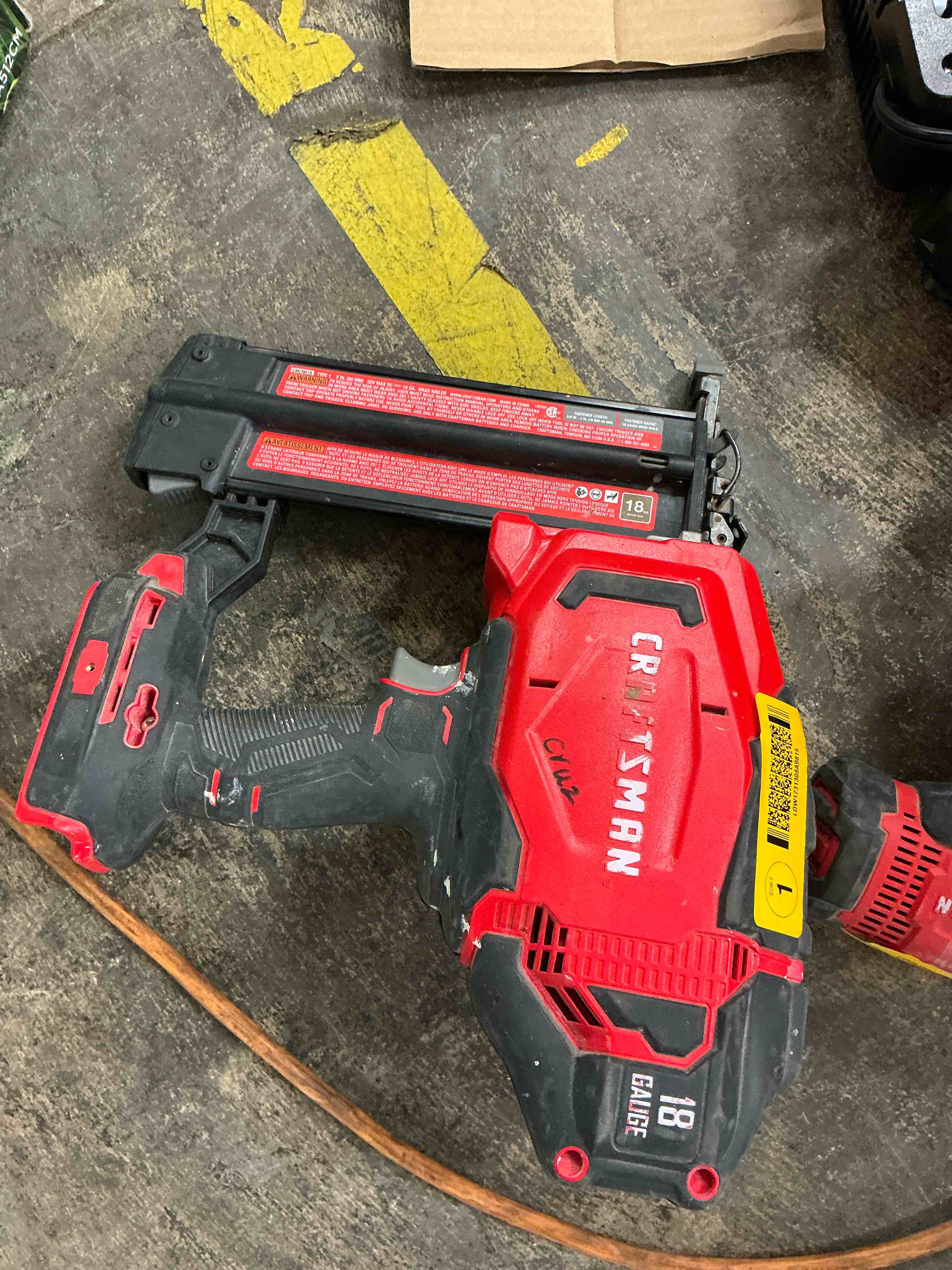 Condition photo showing As Is for craftsman v20 2-in 18 -gauge cordless straight brad nailer (battery not included and charger not included)