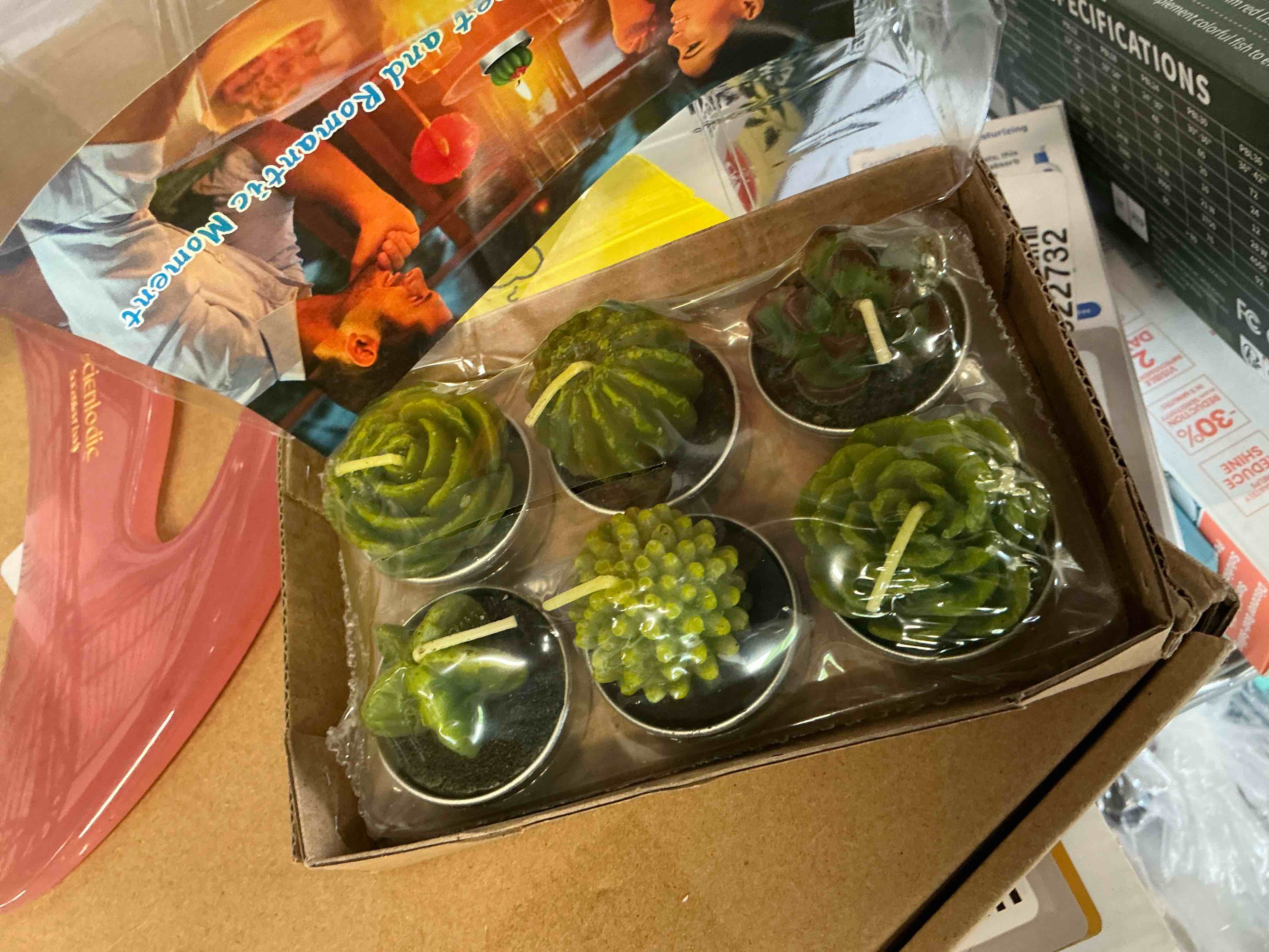 Condition photo showing New/Like New for handmade delicate succulent cactus candles for birthday party wedding spa home decoration(6 packs-1)