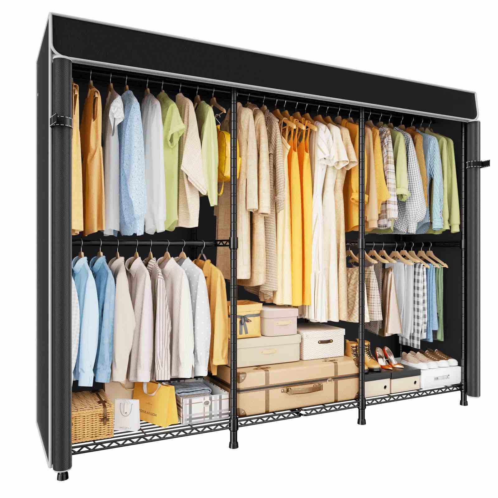 ulifhome e14c heavy duty closet organizer system?freestanding clothing racks for hanging clothes?adjustable garment rack 70.1" w × 16.6" d × 76.4" h h