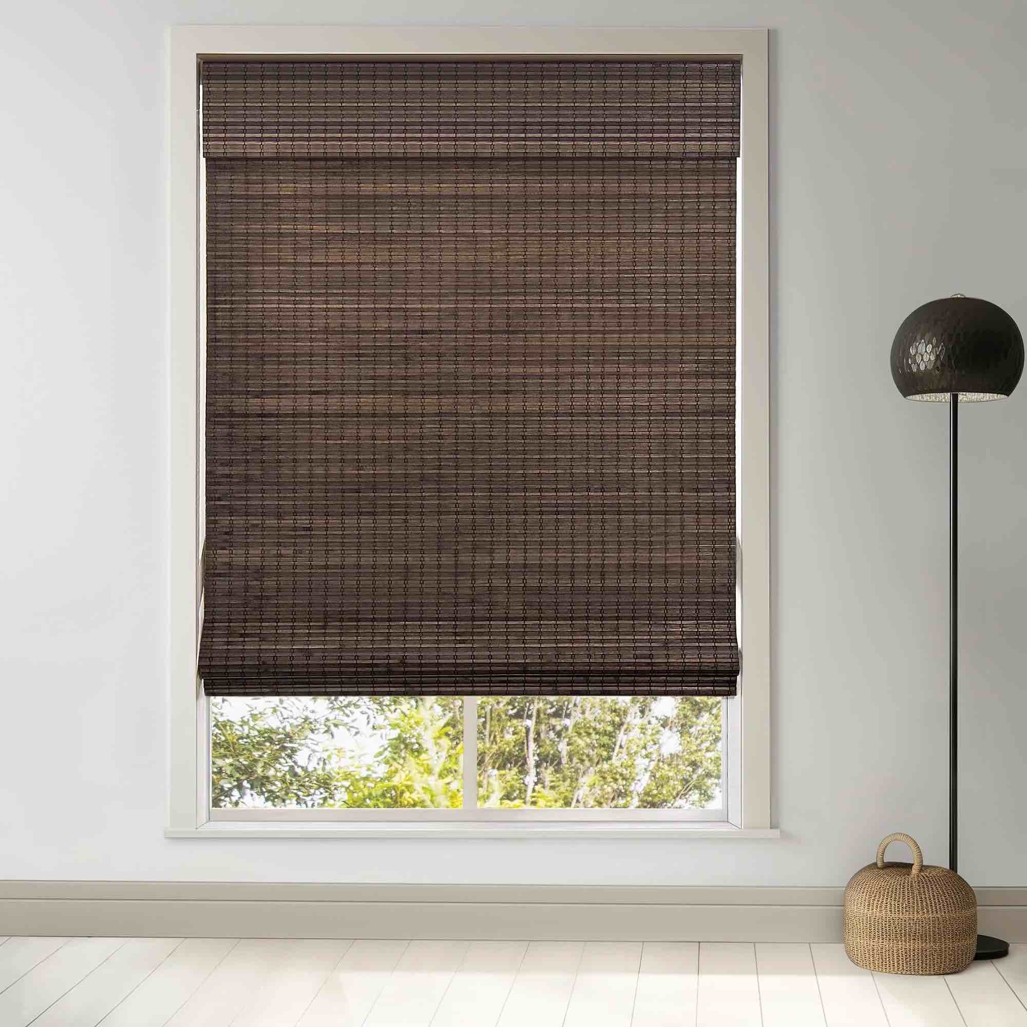 LazBlinds Cordless Bamboo Roman Shades, Privacy Blinds for Interior Windows, Room Darkening Roll Up Bamboo Blinds for Home & Patio, 46.5" W x 48" H, BDP-Espresso