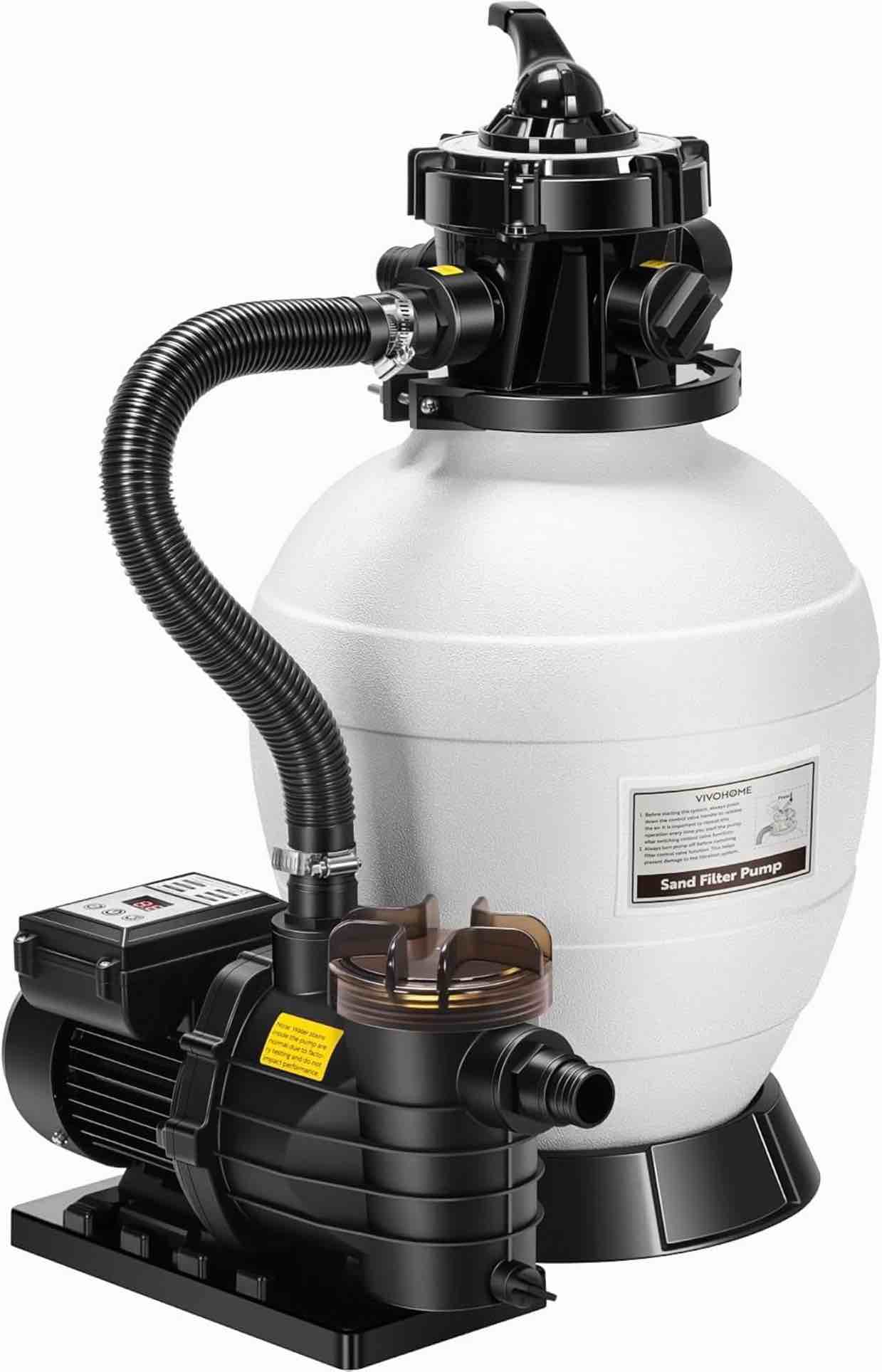 SPECSTAR 13 Sand Filter Pump with 1/2 HP Motor 2640 GPH W/Timer for in/Above Ground Pools up to 14 000 Gallons 7-Way Valve with 55-Pound Sand Capac