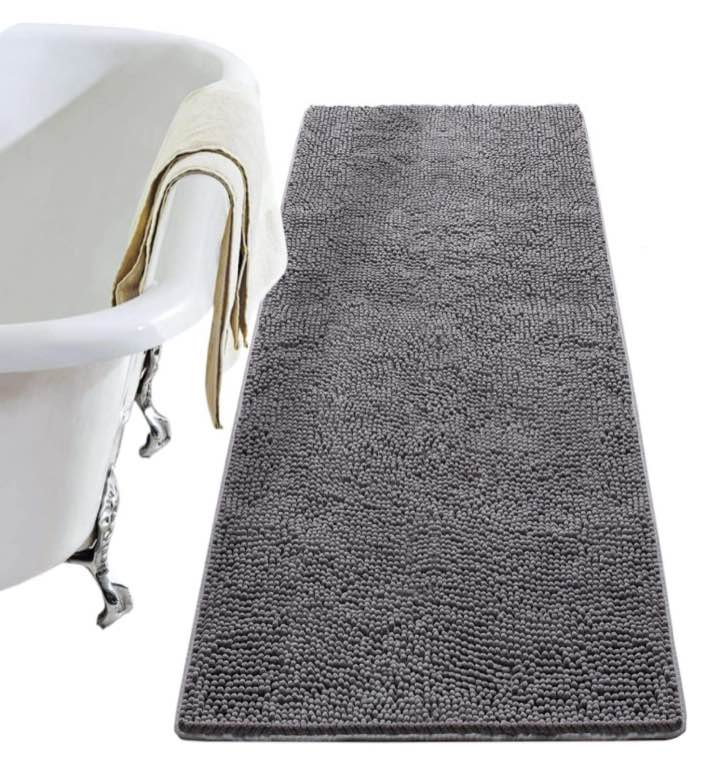 Softlife Luxury Soft Bathroom Non-Slip Rug Shaggy Bath Mat,24"x60",Gray