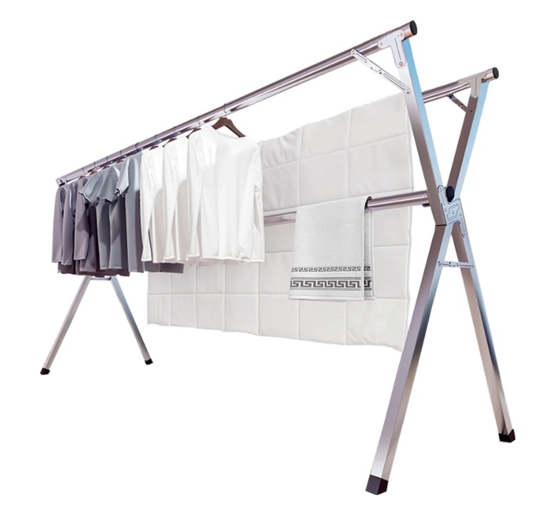 JAUREE 79 inches Clothes Drying Rack,Foldable Space Saving Laundry Drying Rack Stainless Steel,Indoor Outdoor with 20 Windproof Hooks