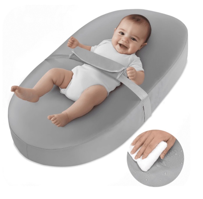 Baby Changing Pad, Caveen Baby Changing Station for Diaper Change and Dresser, with Waterproof Wipe-Clean PU Cover and Non-Slip Bottom, Portable, Grey