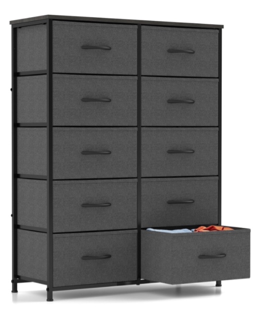 CONCETTA 10-Drawer Fabric Dresser Storage Chest for Bedroom, Closet, Entryway, Storage Furniture for Adults, Gray