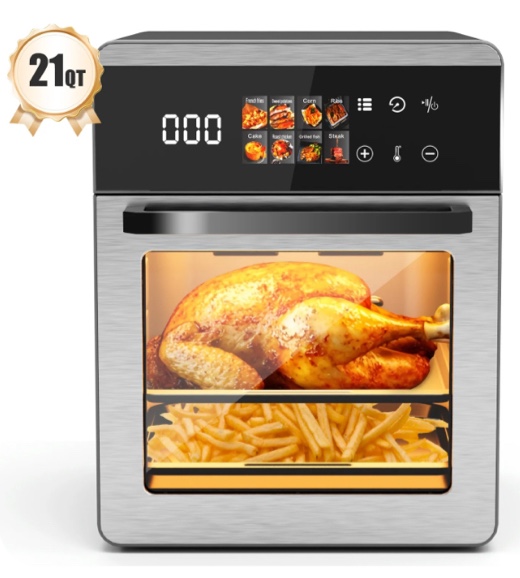Bluebow 21QT Air Fryer Oven, 8-In-1 Multifunctional, Digital Touchscreen, Extra Large Countertop Oven for Family