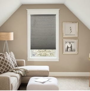 Cordless Cellular Shades, Color Dark Grey, Light Filtering Fabric 35" W x 48" H