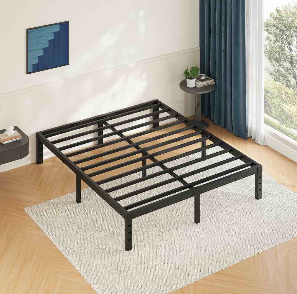 FSCHOS 14 Inch Queen Size Bed Frame, Heavy Duty Metal Platform, No Box Spring Needed, Easy Assembly, Black
