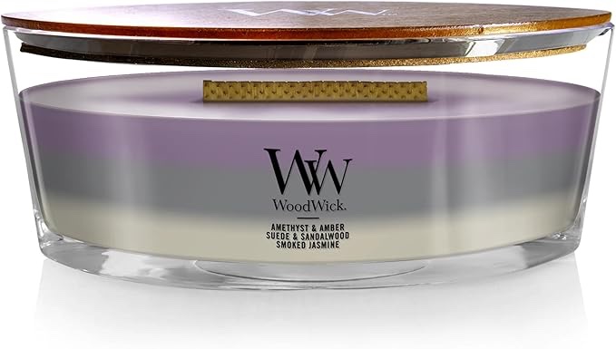 Woodwick Ellipse Scented Candle Amethyst Sky Trilogy Up to 50 Hours Burn Time Crackles as it Burns P
