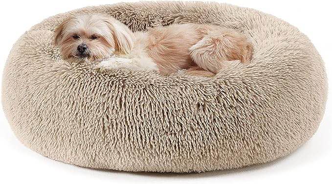 Calming Dog Bed & Cat Bed, Anti-Anxiety Donut Cuddler Warming Cozy Soft Round Fluffy Faux Fur Plush 