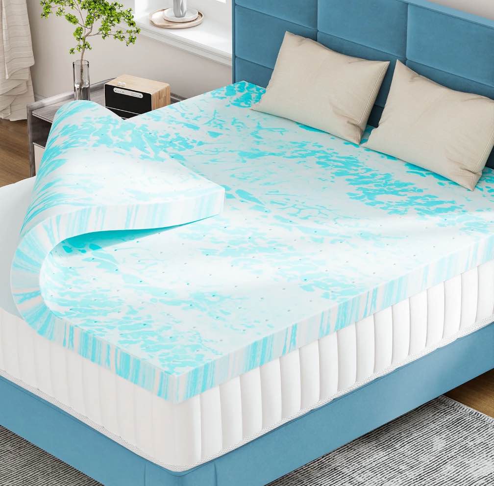 CONCETTA 3 inch Twin Size Memory Foam Mattress Topper with Cooling Gel, Pressure Relief for Back Pain, Comfort Bed Topper, CertiPUR-US Certified