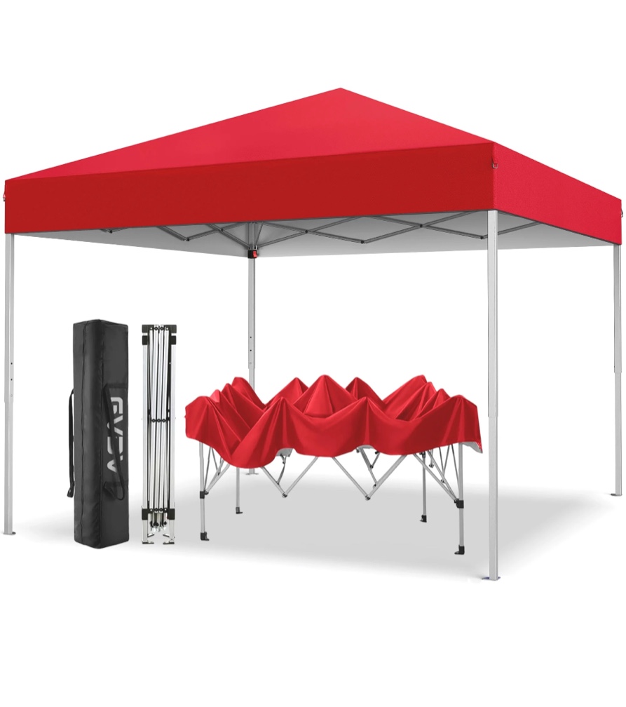 GVDV Canopy Tent, 10x10 ft Easy Pop up Outdoor Canopy Tent, Portable Straight Leg Gazebo Instant Canopy