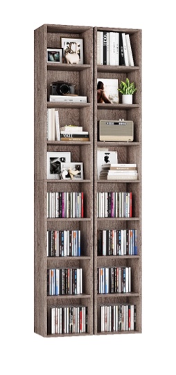 Homfa 8-Tier Wood Bookcase,71''Tall Storage Cube Organizer with Adjustable Shelves for Living Room Bedroom,2PCS,Dark Oak